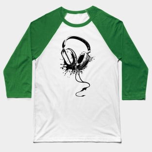Black Headphone Baseball T-Shirt